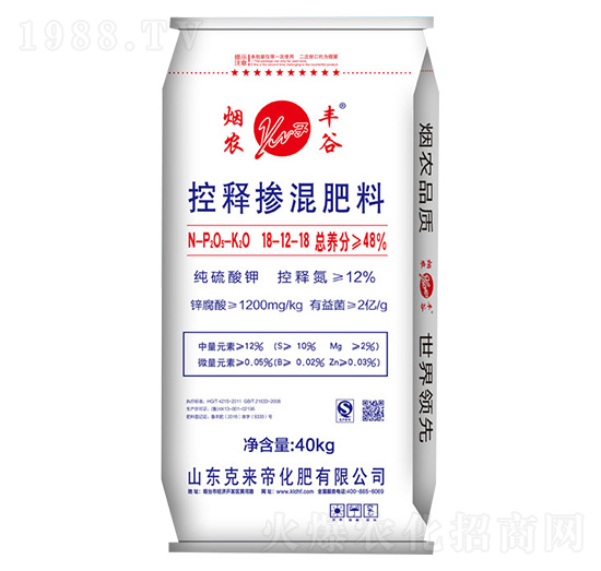 40kg控釋摻混肥料18-12-18-煙農(nóng)豐谷-克來(lái)帝化肥