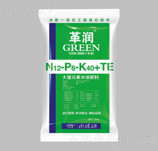 大量元素水溶肥料12-6-40+TE-革潤-清大益農